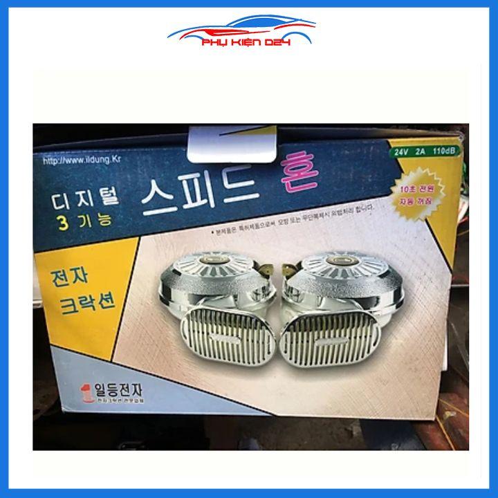 Còi ngân Seoul kèn ngân hàn quốc 3 tiếng cho ô tô xe máy mạ crom điện áp 12v/24v