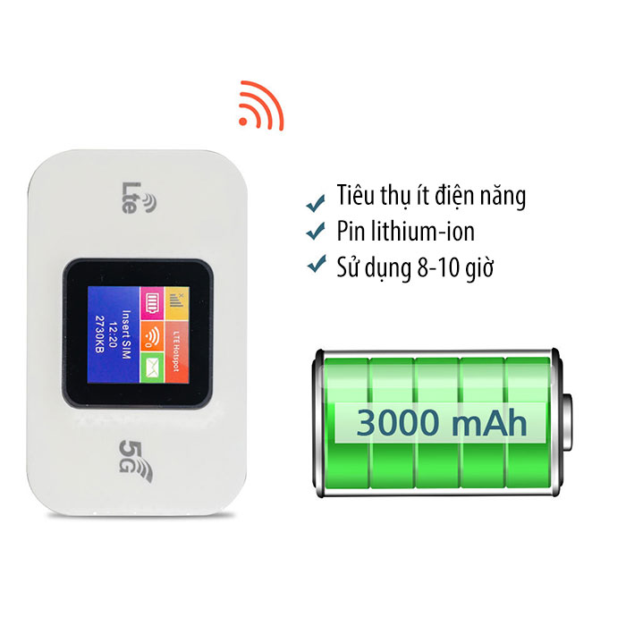 Bộ Phát Wifi 4G Lte Cat6 E5785 Pro Màn Hình Lcd-Tốc Độ 300Mbps-Pin 3000mAh Kiểu Dáng Nhỏ Gọn, Kết  Nối Cực Kỳ Đơn Gian Giao Hàng nhanh