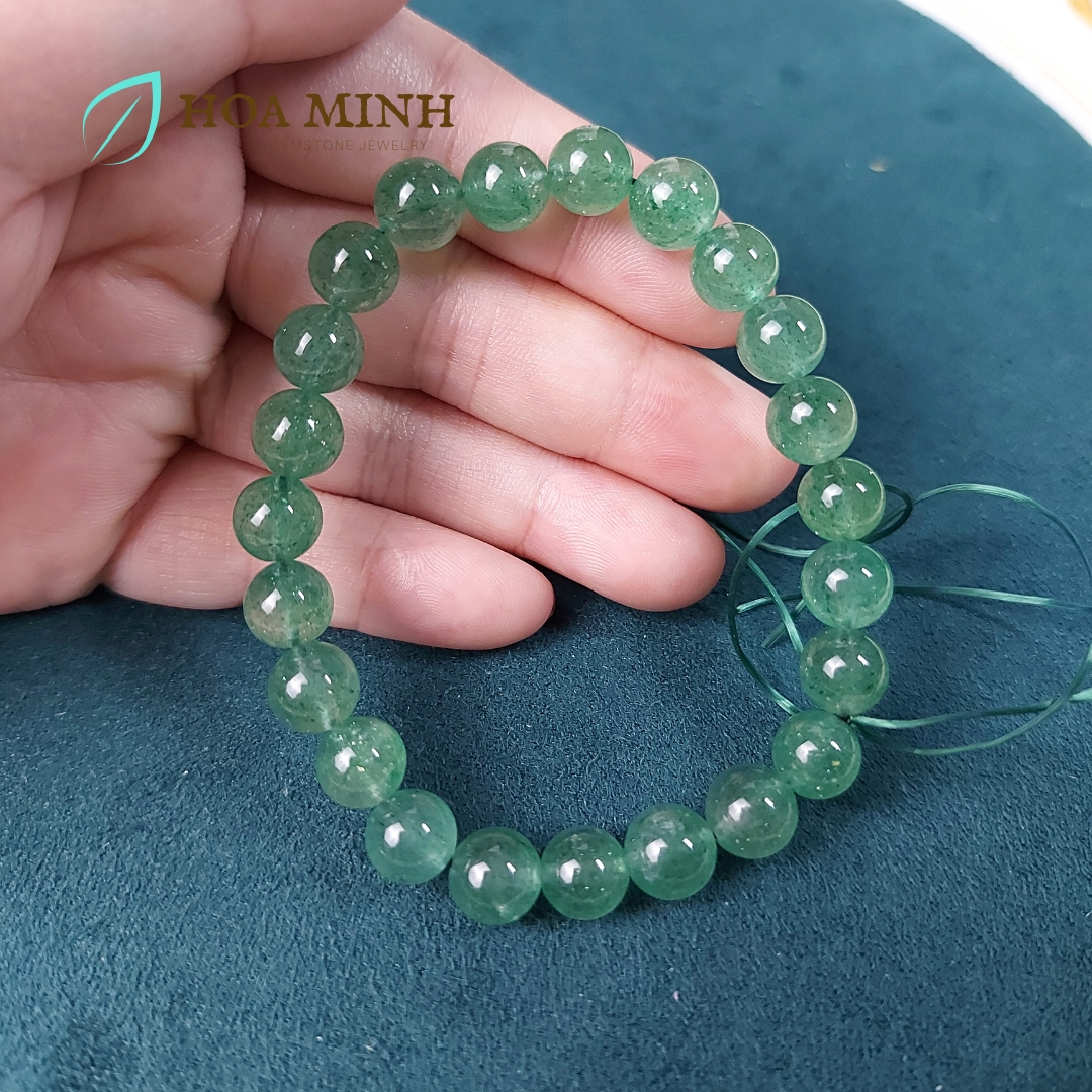 Vòng tay phong thủy đá Thạch Anh Dâu Xanh 8 li, hợp mệnh Mộc Hỏa