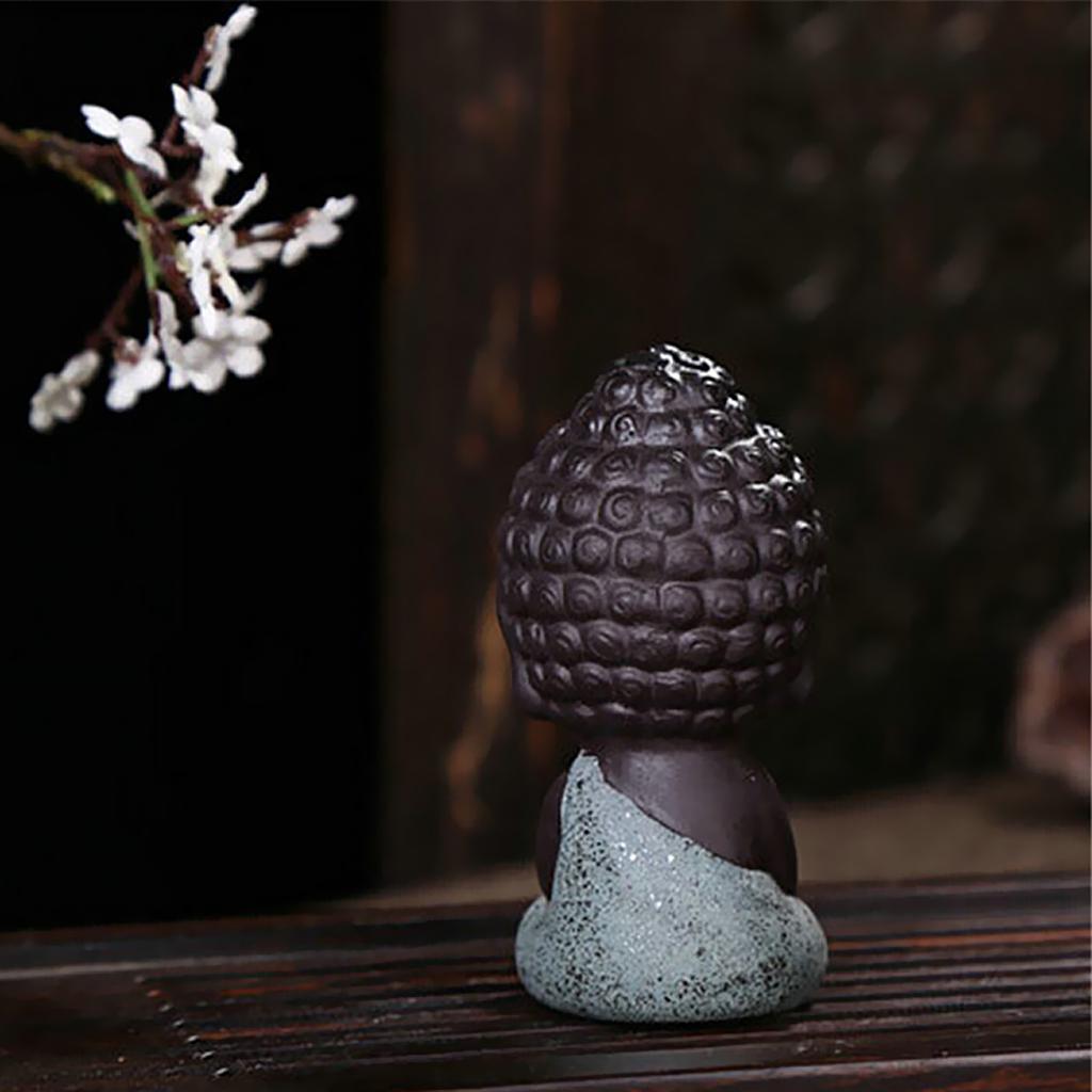 4pcs Little Monk Buddha Ceramic Statues Holder Tea Pet Home Tea Tray Decor
