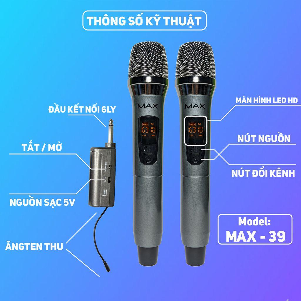 (SIÊU KHUYẾN MÃI) Micro không dây đa năng MAX-19, Bộ 2 Micro Karaoke Xe Hơi MTMAX BX7 2M chuyên nghiêp phiên bản mới