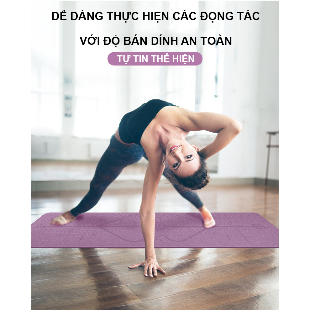 Thảm tập yoga định tuyến 8mm 1 lớp cao cấp , chống trơn trượt , thấm hút mồ hôi, đàn hồi cao , dễ dàng vệ sinh giặt