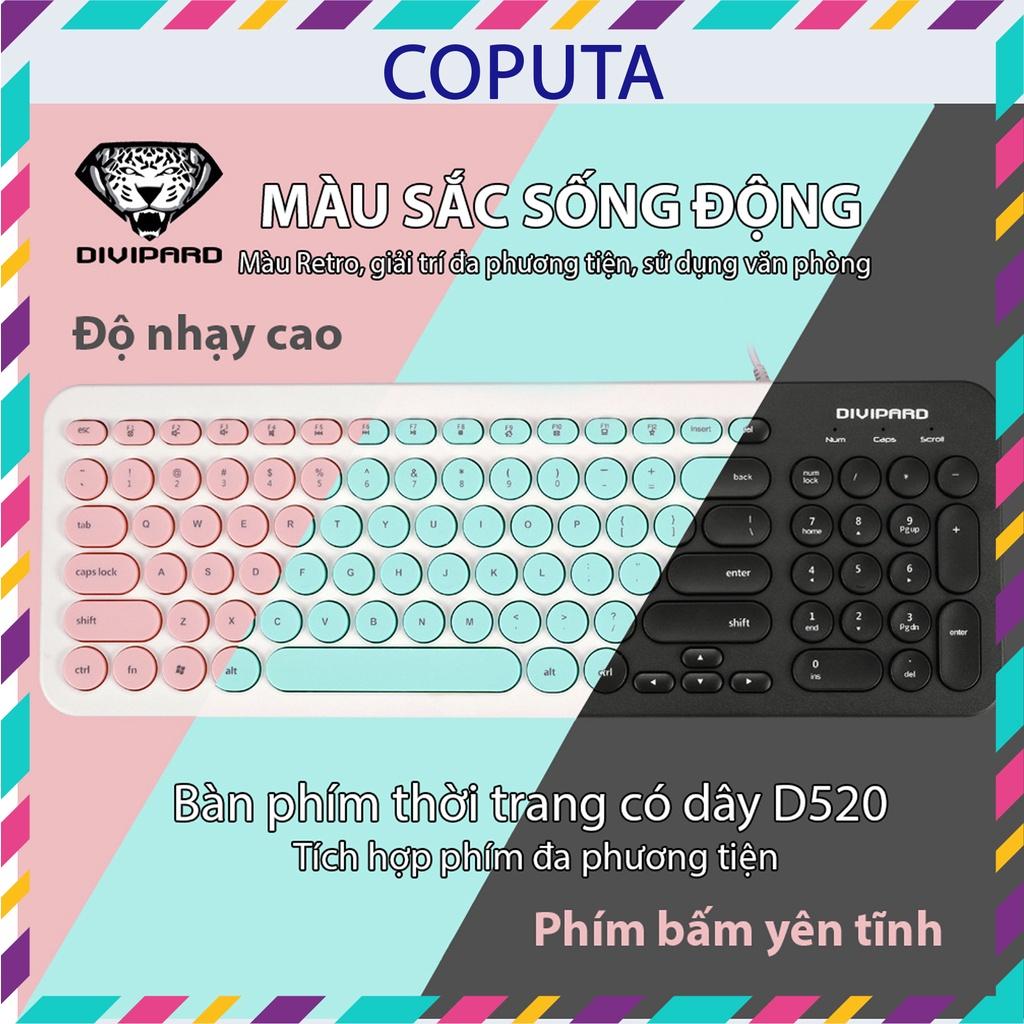 Bàn phím máy tính Coputa bàn phím văn phòng có dây phím tròn nhiều màu D520