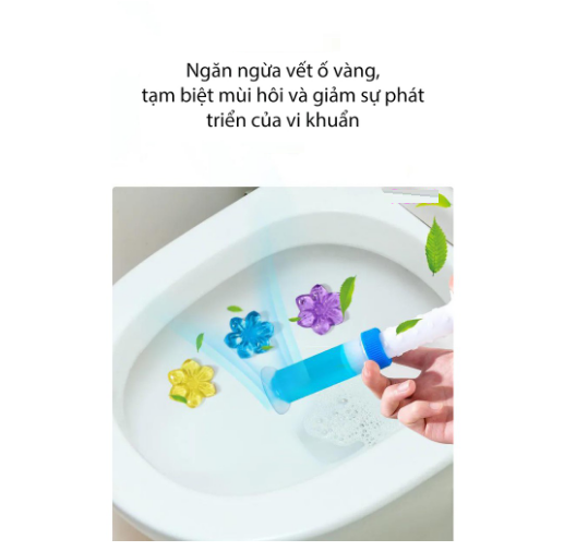 Gel thơm khử mùi diệt khuẩn toilet, Gel dính bồn cầu làm sạch lavabo dạng thạch hình bông hoa có 6 mùi thơm - Táo