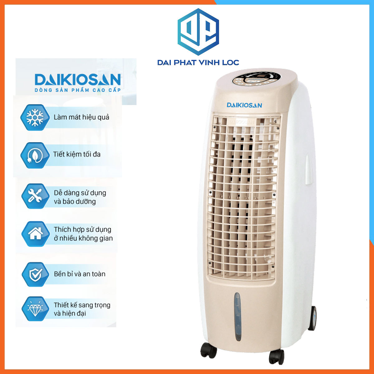 Quạt Điều Hòa Hơi Nước/Máy Làm Mát Không Khí Daikiosan DKA-01500B - 90W - Yên Lặng Khi Ngủ- Bảo Hành 12 T