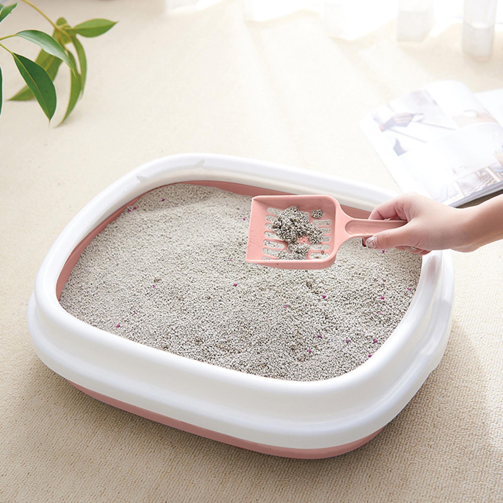 Semi Open Kitten Cat Litter Box, Tray Sand Box Detachable with Surrounded Top Frame Toilet for Travel