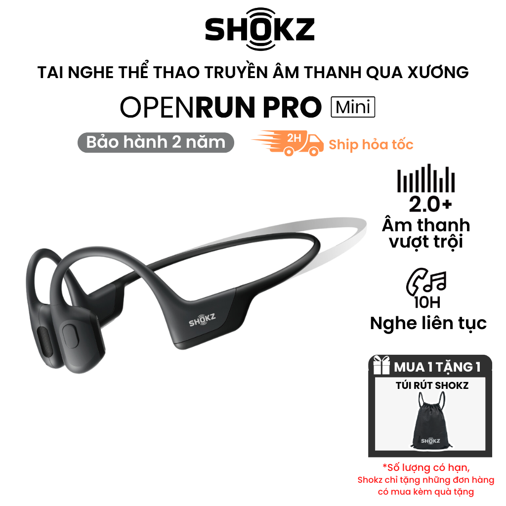 Tai Nghe Dẫn Truyền Xương Shokz Openrun Pro Mini S811 Màu Đen - Bảo Hành 2 Năm - Hàng Chính Hãng