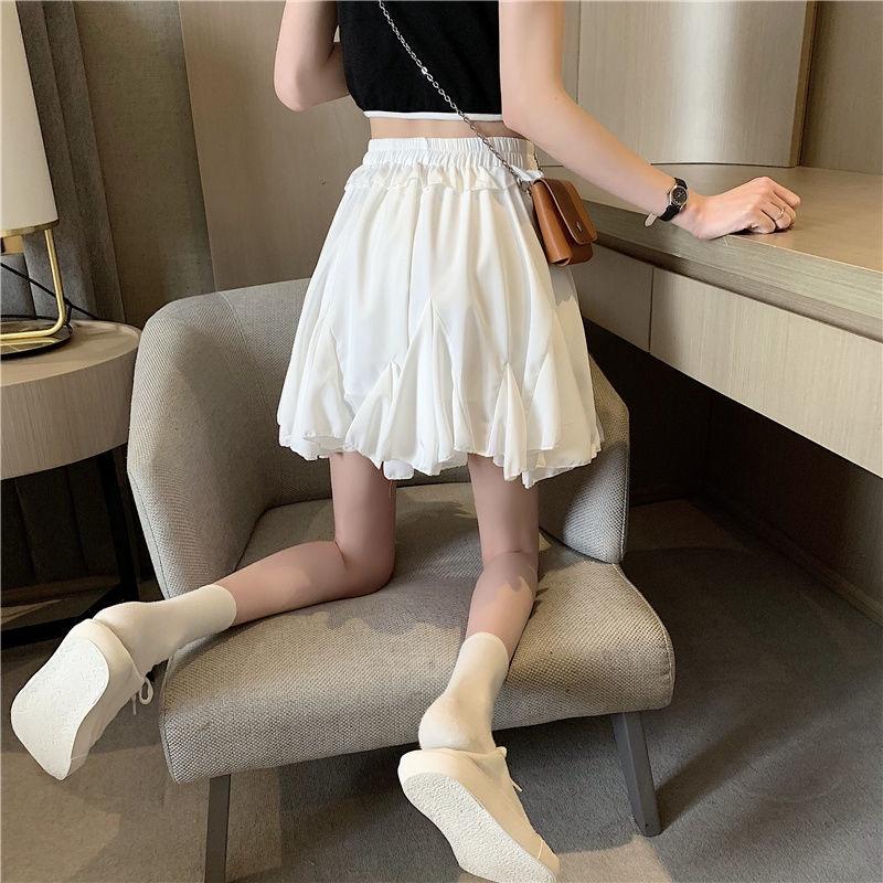 Chân Váy Ngắn Hàn Quốc Dáng Xòe Viền Bèo Kèm Dây Nơ 2 Màu Siêu Xinh