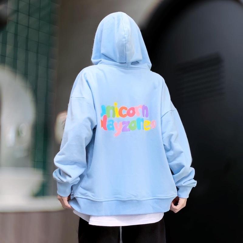 UPZ Áo Khoác Hoodie Dây Kéo In Unicorn Play Zone Chữ Bảy Màu (Xanh Biển)