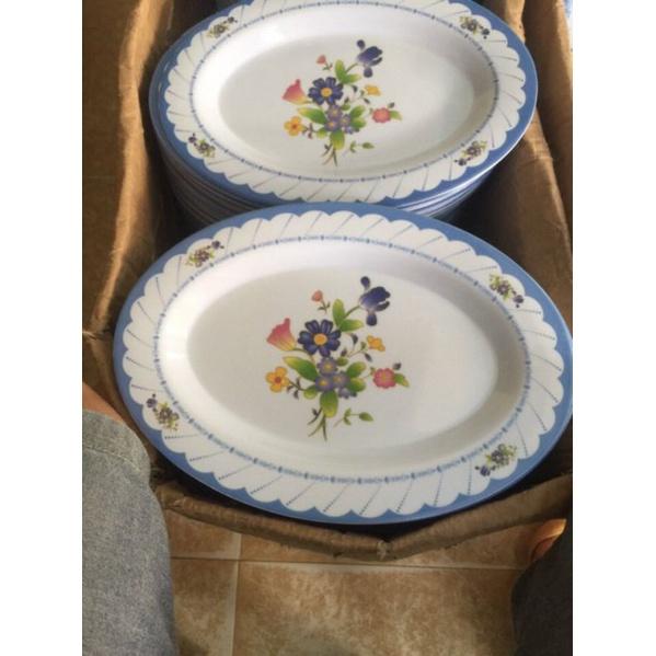 Đĩa nhựa bầu dục hoa văn kích thước 23cm x 16cm
