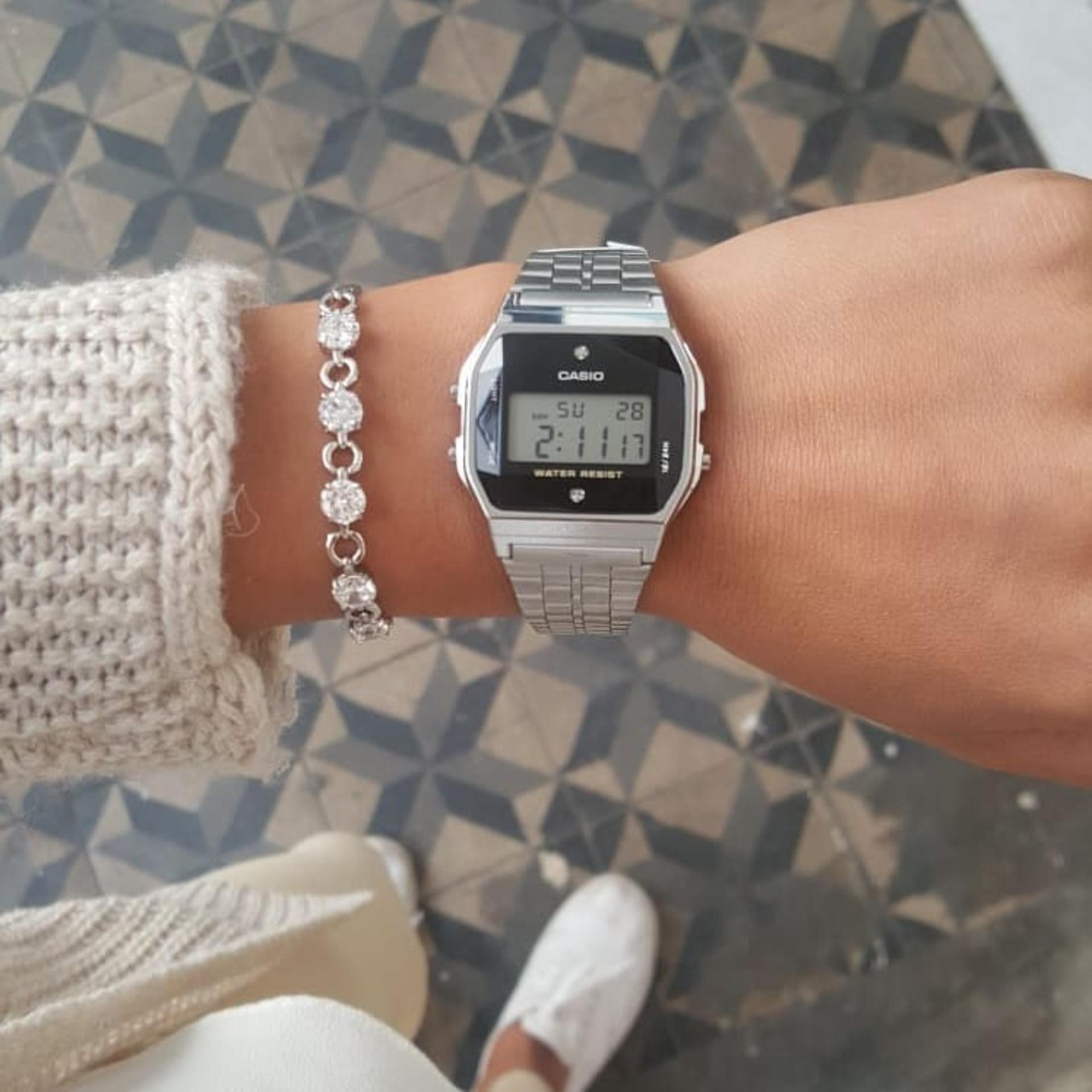 Đồng hồ unisex dây kim loại Casio A159WAD-1DF