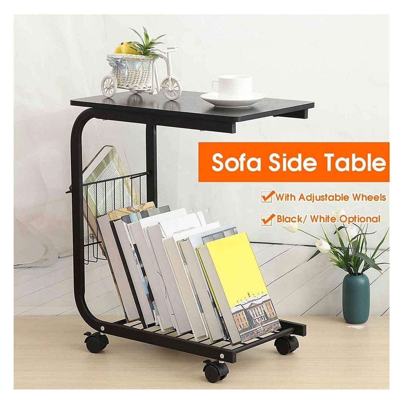 Bàn làm việc Bàn ăn cạnh giường có bánh xe Side Table Laptop (All Black) - Skylife
