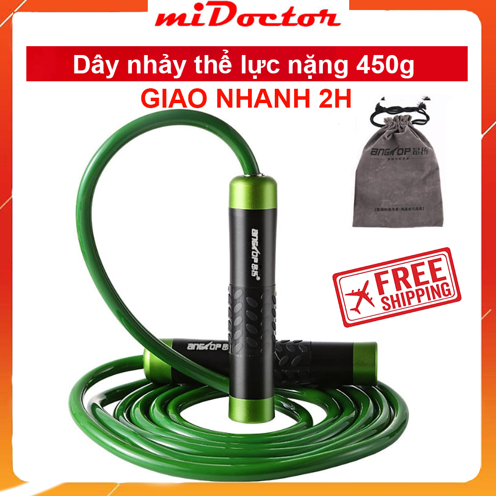 Dây Nhảy Thể Lực Cao Cấp miDoctor Nặng 450g - Luyện Võ Thuật, Boxing, Muay Thái (Tặng Túi)