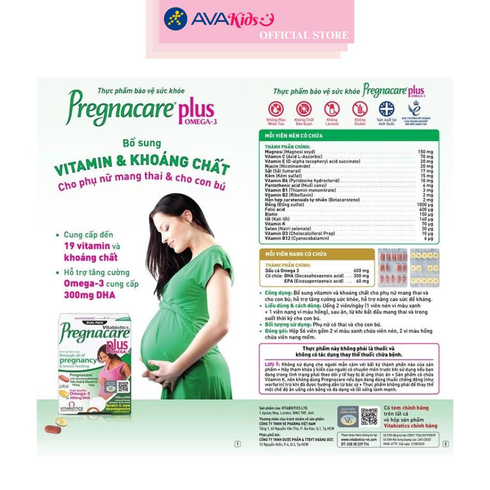 Viên uống Vitabiotics Pregnacare Plus Omega 3 bổ sung vitamin và khoáng chất 56 viên