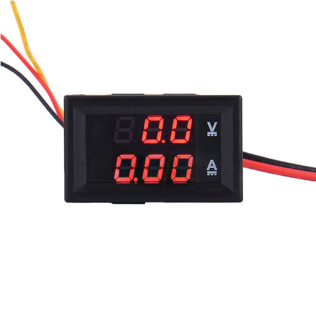 Digital Current Tester Multimeter DC 100V Volt 2A Ampere Battery Monitor Gauge 2in1 Red LED Display Car Automotive 12V 24V Built-in Shunt