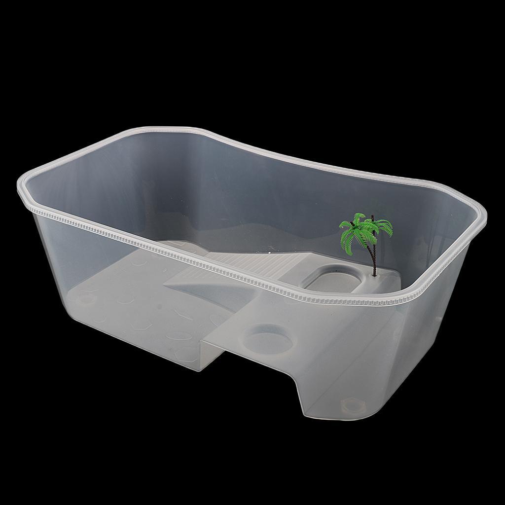 3 Pieces Plastic Reptile Terrapin Tortoise Turtle Tank Vivarium Feeding Box