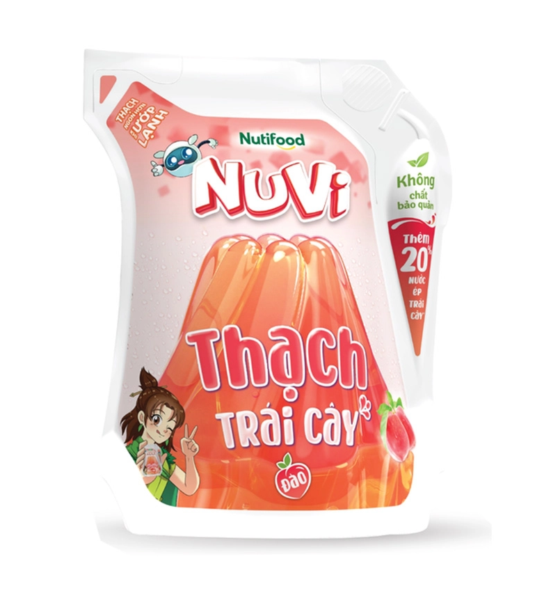 Thùng 24 túi NUVI THẠCH TRÁI CÂY ĐÀO 110ml