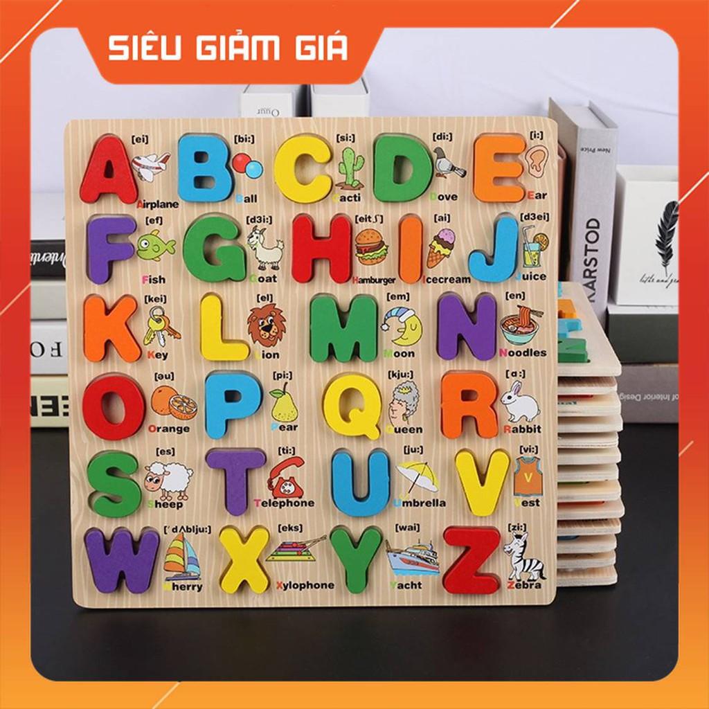 Bảng Chữ Cái Song Ngữ HCM Đồ Chơi Gỗ Bảng Chữ Cái Nổi In Hoa Song Ngữ Bằng Gỗ Giúp Bé Học Tiếng Anh