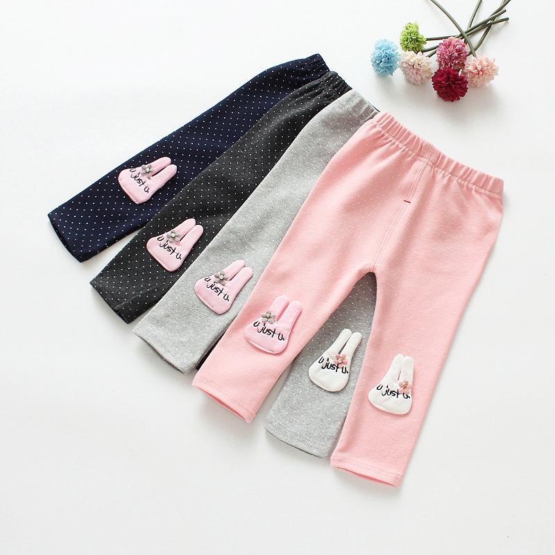 [45:H28] Quần legging họa tiết chấm bi tai thỏ chất thun cotton mỏng mát cho bé