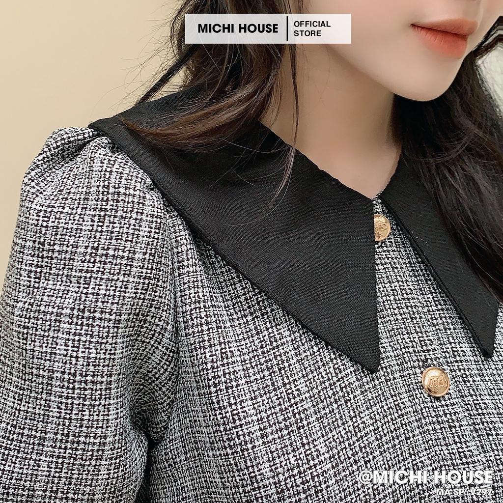 Đầm Suông Dạ Tweed Dáng Đuôi cá Freesize MICHI House Váy Thiết Kế Hàn Quốc Dễ Mặc, Bầu Xinh V297