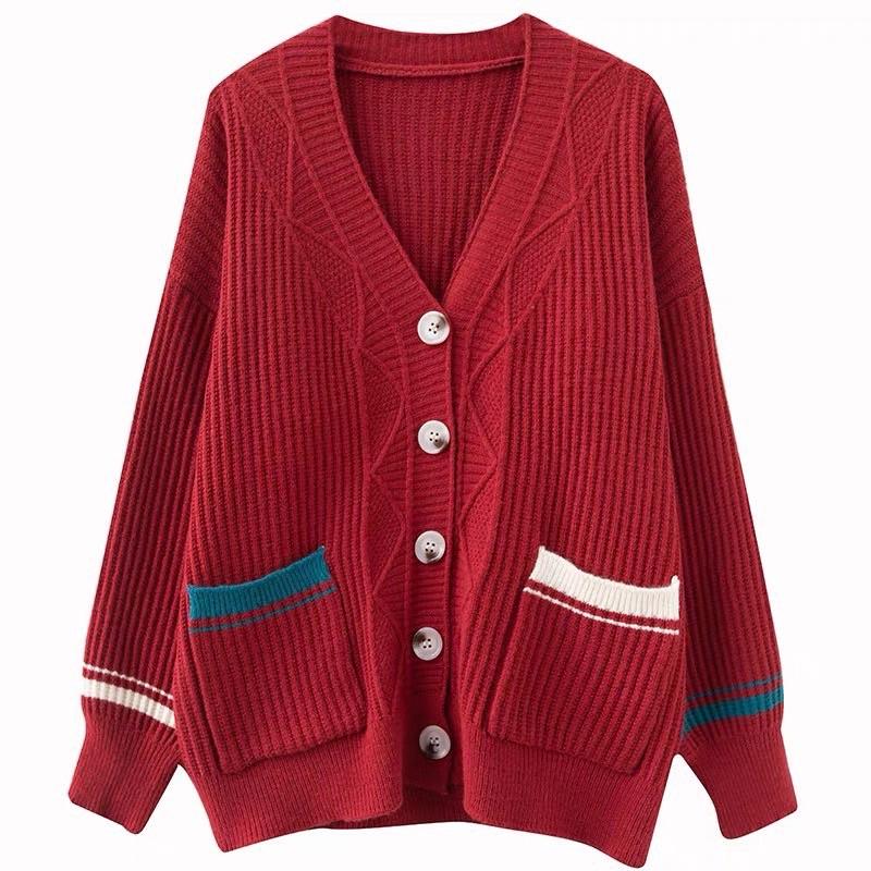 Áo len cardigan nữ pha màu cá tính, áo khoác len nữ hàng quảng châu