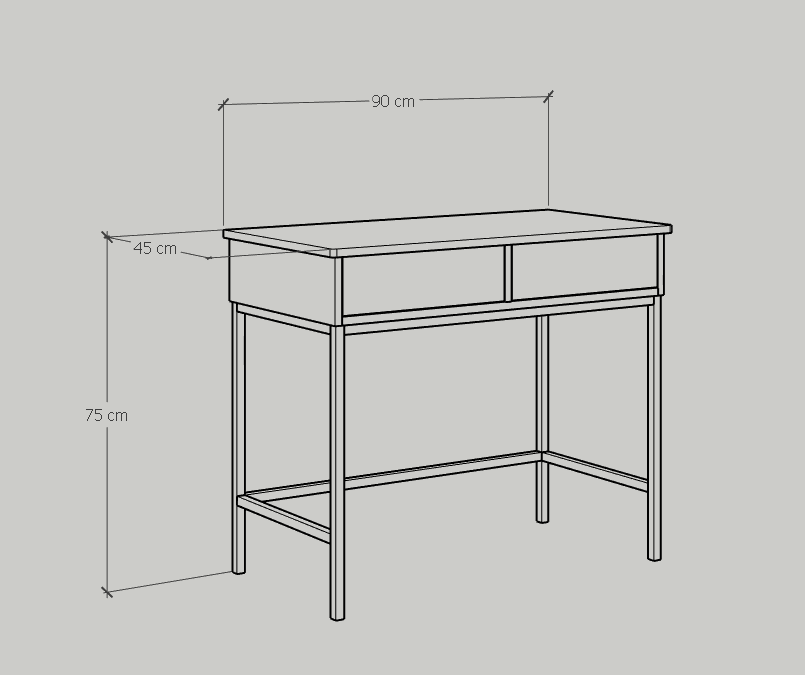 [Happy Home Furniture] NOMIA , Bàn trang điểm - chân sắt , 90cm x 45cm x 75cm ( DxRxC), BAN_039