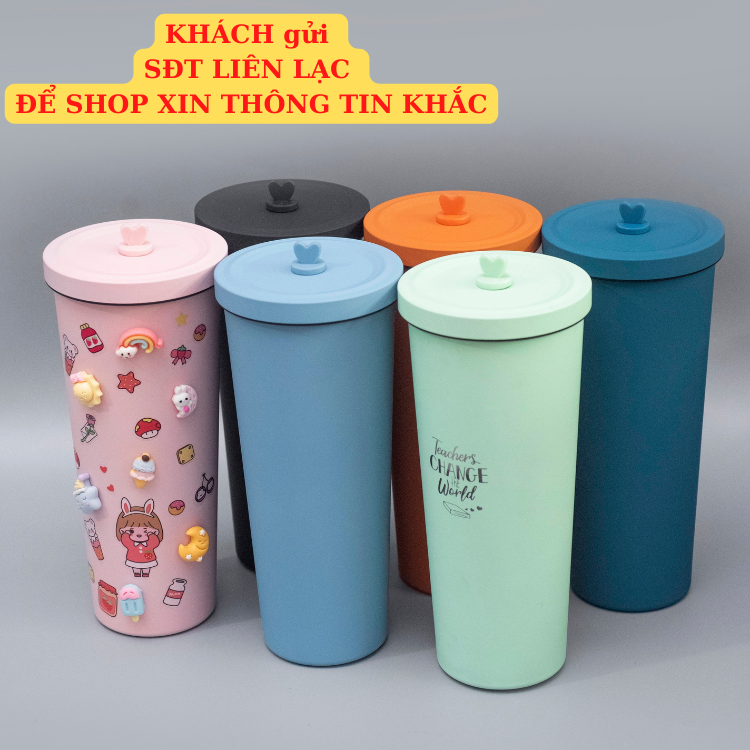 Ly giữ nhiệt 830ml bigsize Pastel KHẮC TÊN, cốc giữ nhiệt cao cấp inox 304, bình nước tặng sticker, ống hút