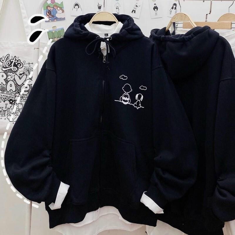 Áo Khoác Hoodie Nam Nữ Chú Chó Tâm Sự Siêu Cute Có Dây Kéo -Chất Nỉ Ngoại UNisex thoitrangsihienlinh