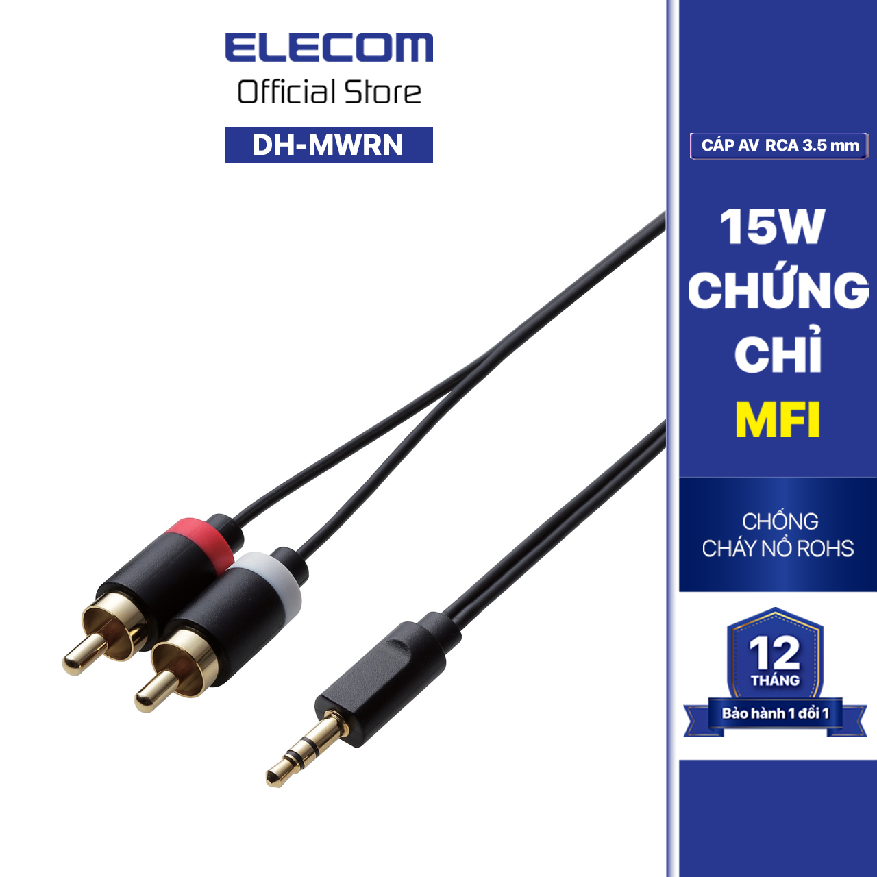 Cáp AV 3.5φ - 2xRCA 0.5m ELECOM DH-MWRN05