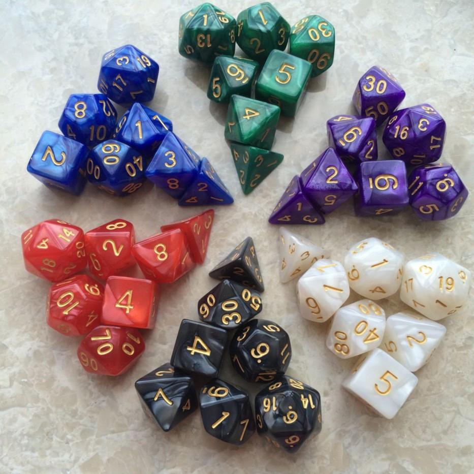 Bộ 7 viên xúc xắc xí ngầu đa diện D4, D6, D8, D10, D12, D20, D100, xúc xắc chơi Dungeons &amp; Dragons (DnD)