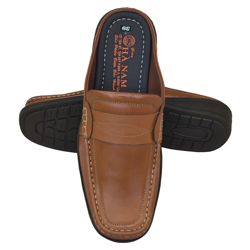 Dép Bít Mũi Nam Da Bò Thật TiTi ĐÔ Cao Cấp GSB2090d