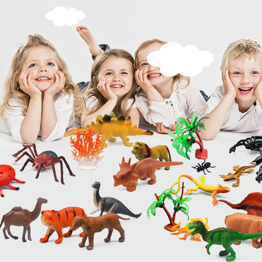 Đồ chơi mô hình thế giới động vật 60 chi tiết tặng kèm cây cỏ New4all Animal World (4-8 cm)