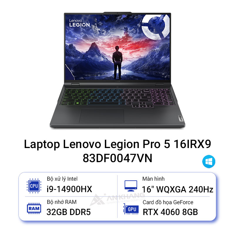 Lenovo Legion Pro 5 16IRX9 83DF0047VN (Intel Core i9-14900HX | RTX 4060 |16inch WQXGA | 32GB | 1TB SSD | Win 11 | Grey) - HÀNG CHÍNH HÃNG