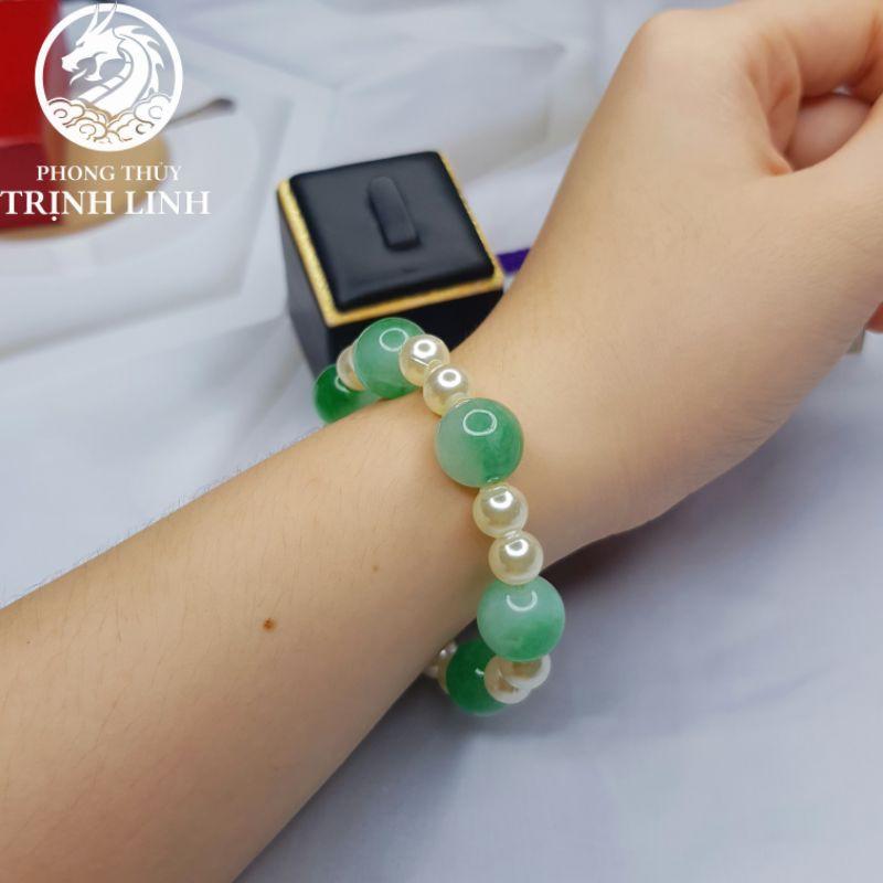VÒNG CHUỖI HẠT BẸT VÀ HẠT NHỰA XANH LÁ 10LY