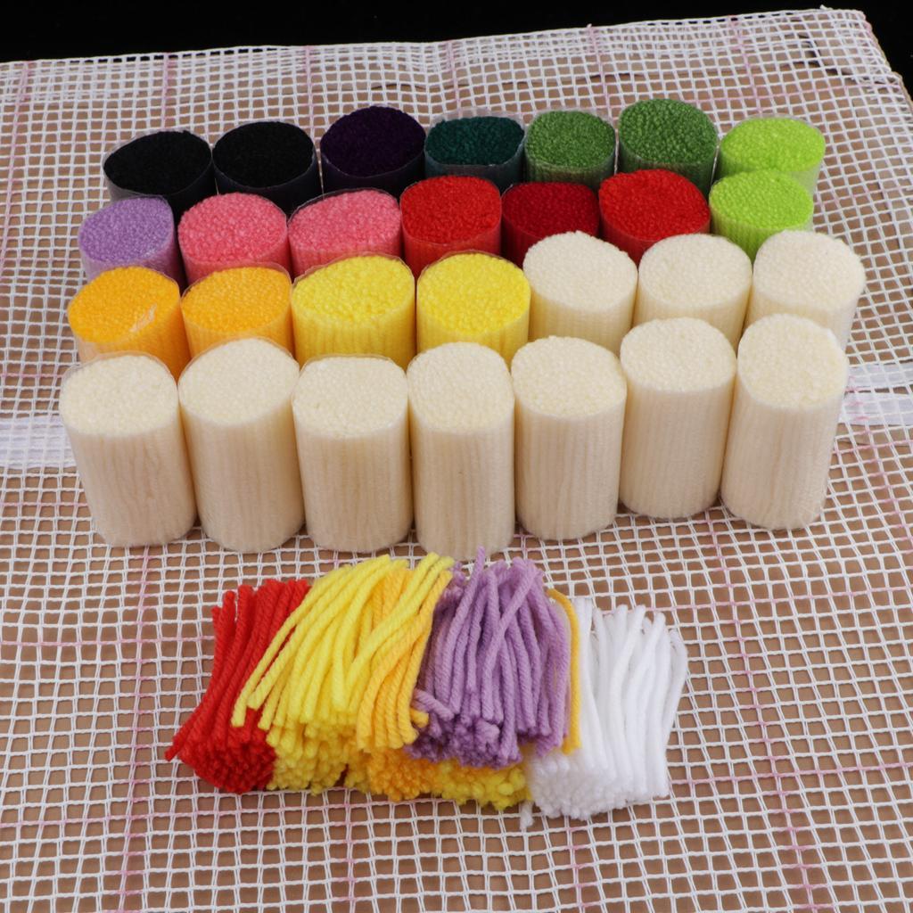 Latch Hook Kits Pillow Case Cushion Cover Making Kit 17x17" Colorful Flowers