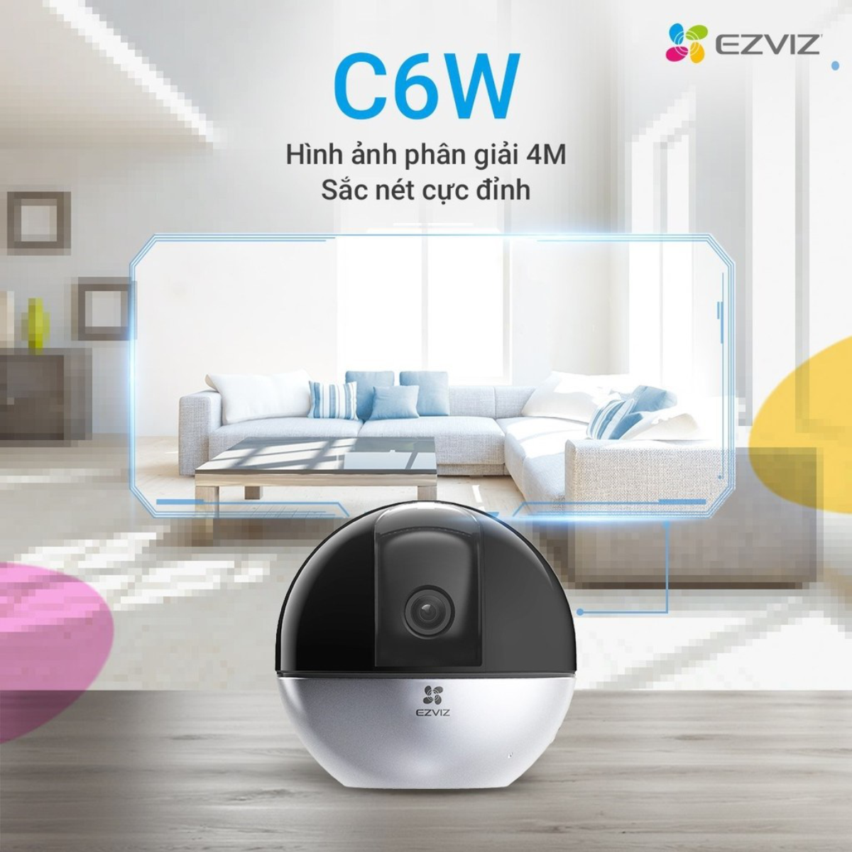 Camera WI-FI EZVIZ C6W 4MP, Độ Phân Giải 2K, Chống Ngược Sáng True WDR, Đàm Thoại 2 Chiều, Tự Động Thu Phóng Chuyển Động, Hồng Ngoại Đêm 10m - Hàng Chính Hãng