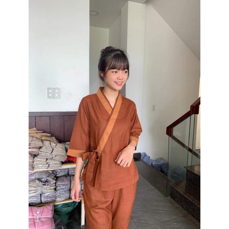 #đồ lam đi chùa cao cấp#đồ lam thiết kế #nhật nơ phối linen
