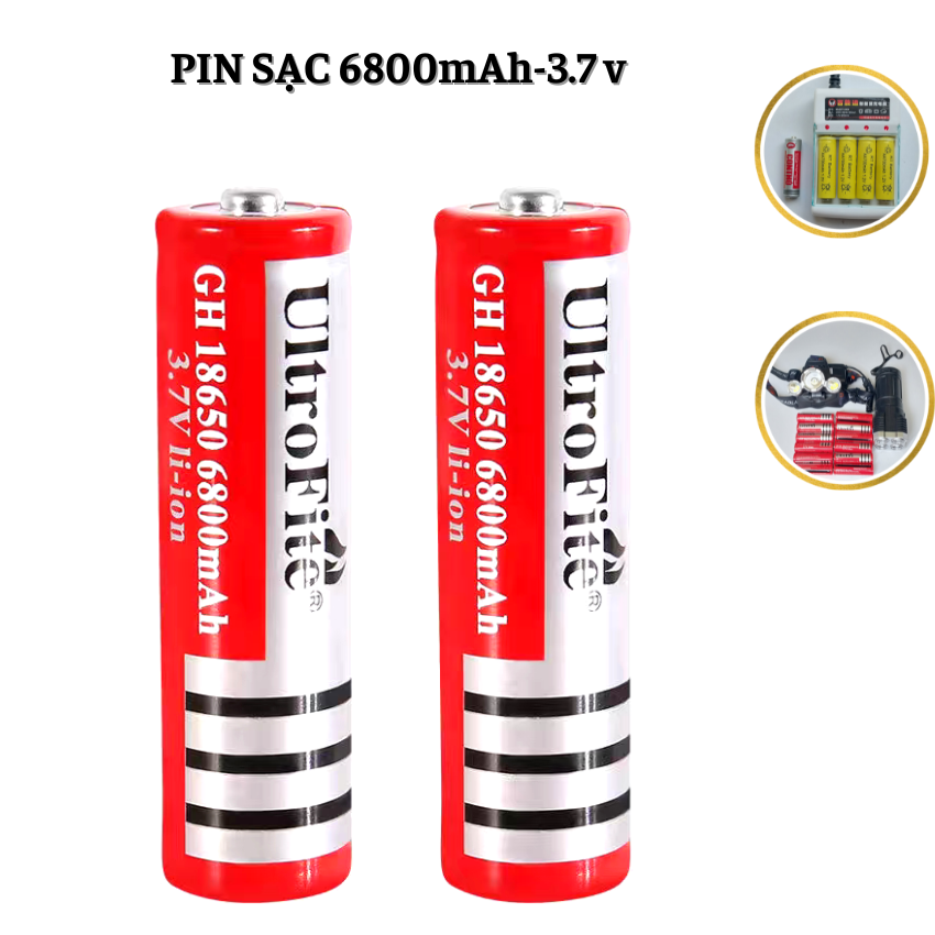 Pin sạc 18650 6800 mAh Dung Lượng Lớn 3.7V- Pin dành cho đèn pin , đồ chơi...