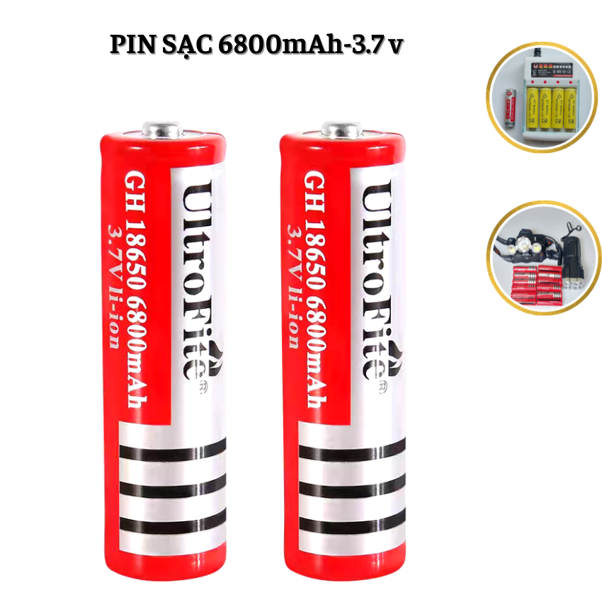 Pin sạc 18650 6800 mAh Dung Lượng Lớn  3.7V- Pin dành cho đèn pin , đồ chơi