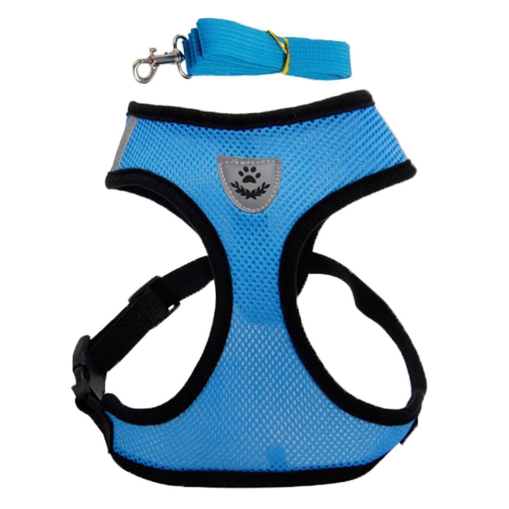 Pet Harness Chest Back Vest Dog Adjustable Harness Reflective 3 Blue S