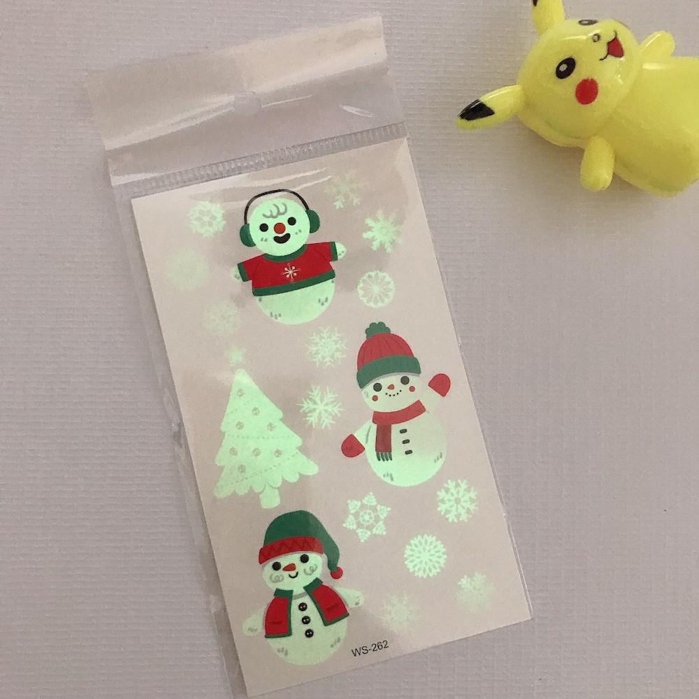 Hình xăm dán giáng sinh tattoo noel phát sáng 10x6cm+ quà tặng kèm