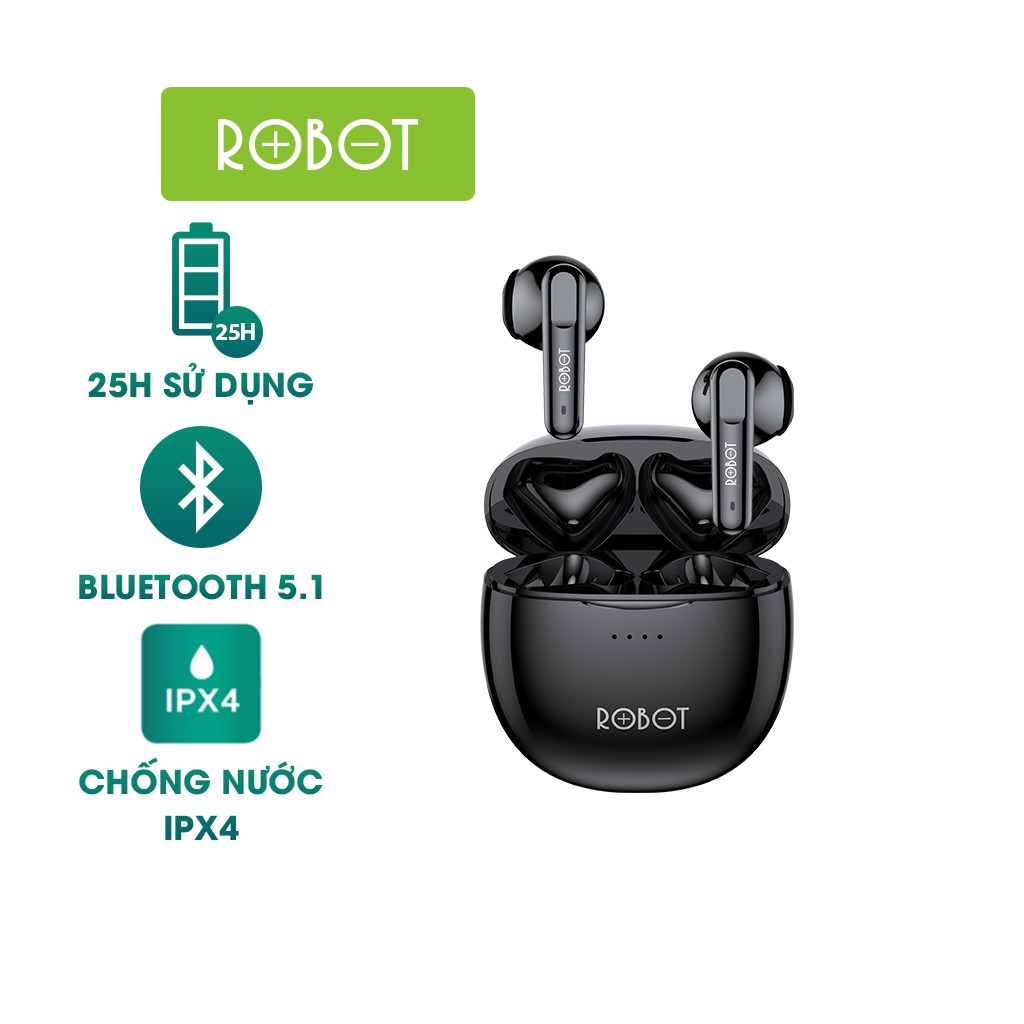 Tai Nghe Không Dây ROBOT Airdots T10 Bluetooth 5.0 TWS Play time 25h - Hàng chính hãng