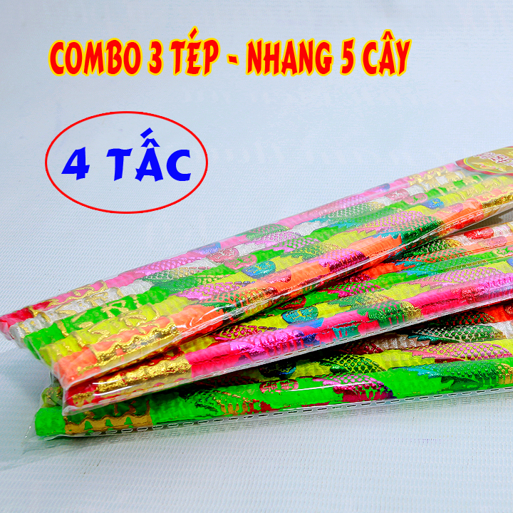 [ COMBO 3 TÉP ]   Nhang ngũ lộ thần tài 5 cây ngũ sắc dài 4 tấc - cúng thần tài phù hộ tài lộc may mắn