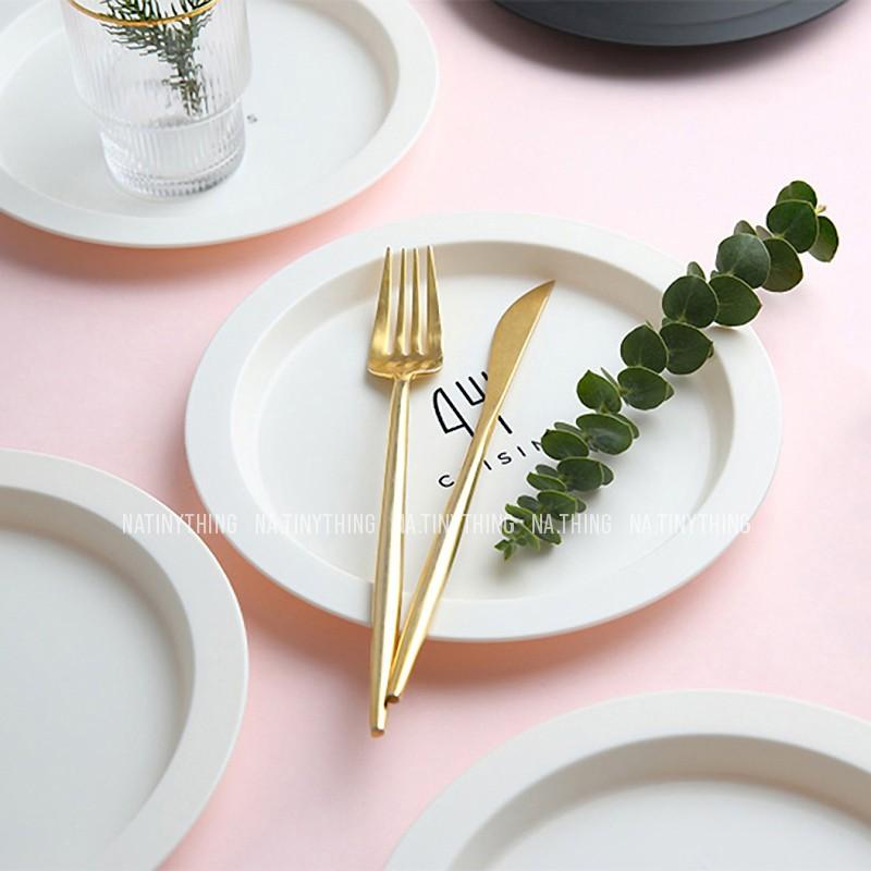 Khay đĩa tròn, dĩa ăn sáng, đạo cụ chụp ảnh nhựa cao cấp phong cách Hàn Quốc Vintage Decor