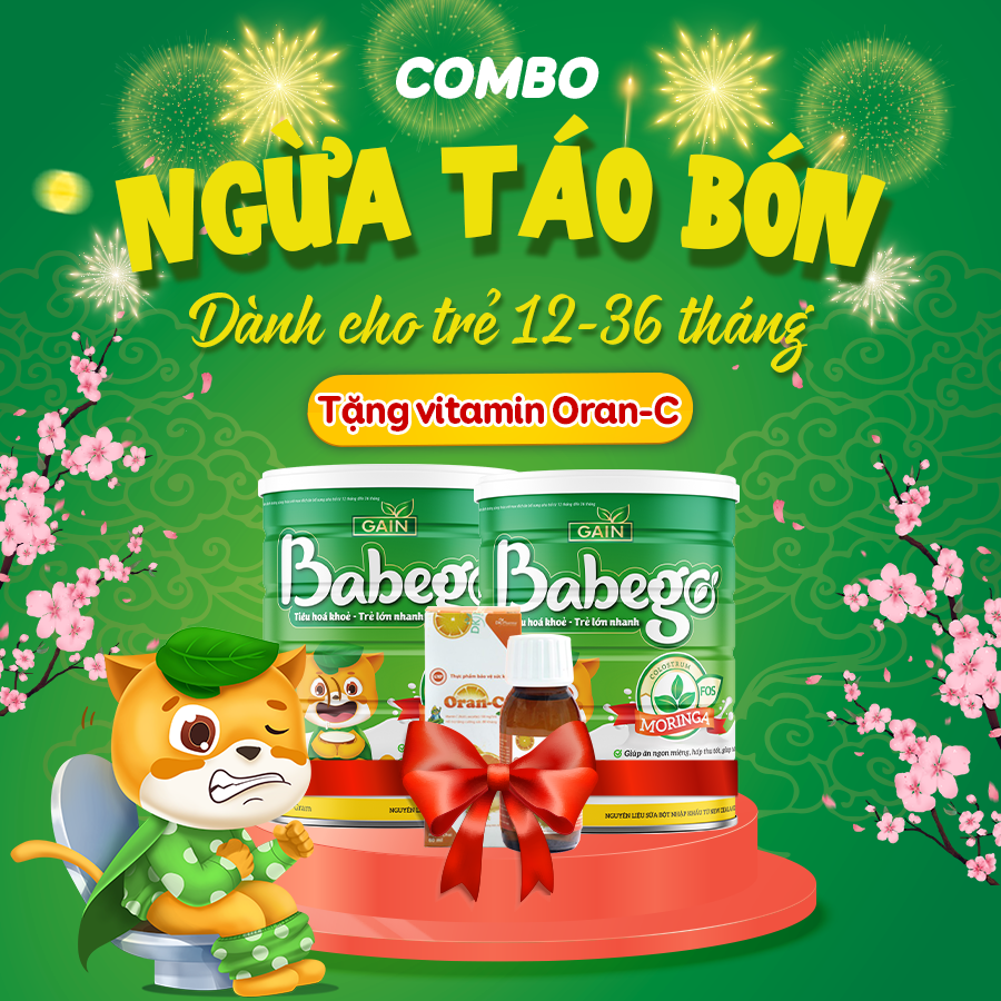 Combo 2 lon sữa mát tăng cân, cải thiện táo bón Babego 12-36 tháng