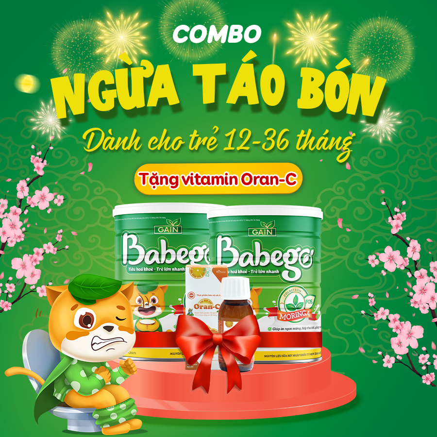 (TẶNG BỘ Ô TÔ ĐỒ CHƠI) Combo 2 lon sữa mát tăng cân, cải thiện táo bón Babego 12-36 tháng