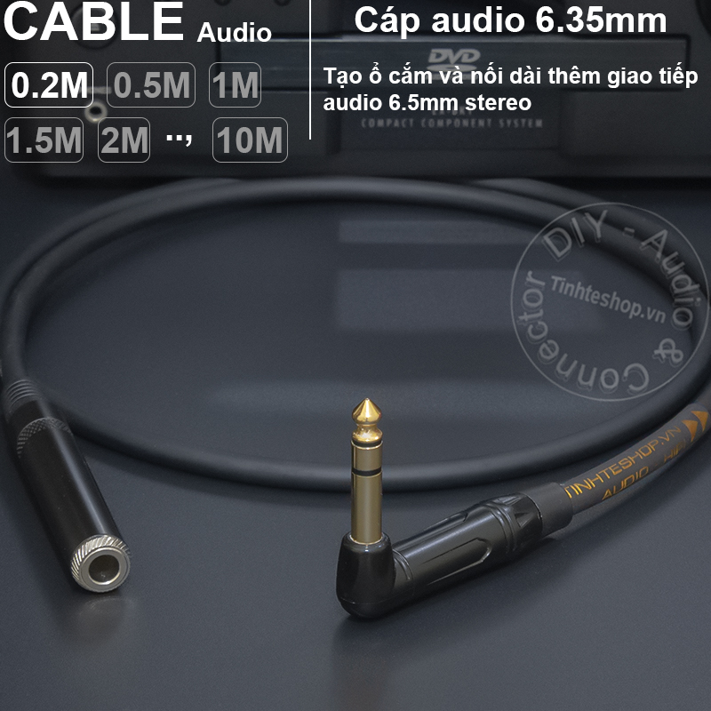 Cáp 6.5 stereo nối dài DIY 0.5 đến 10 mét - 6.5mm stereo extension cable