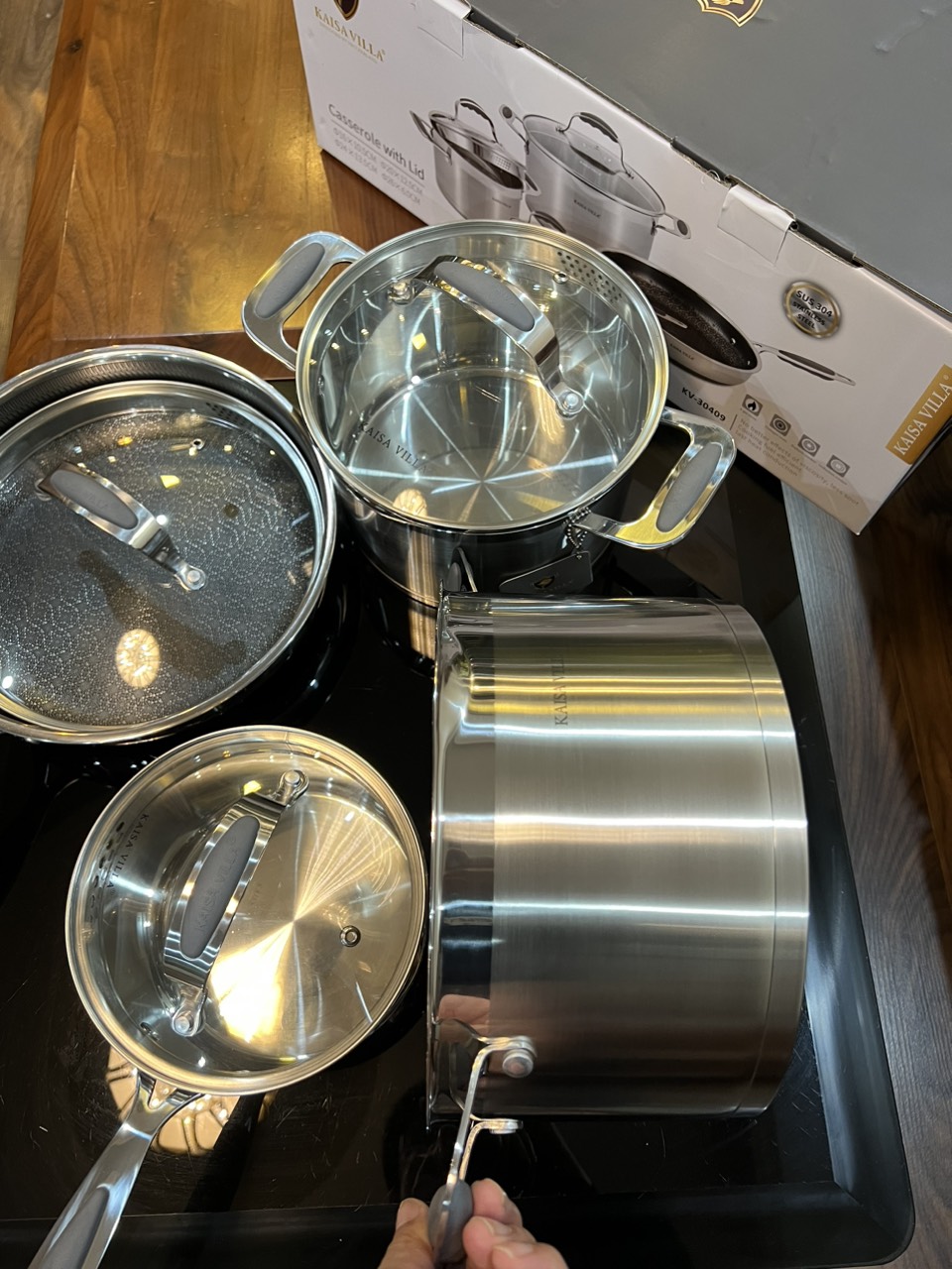 Bộ Nồi Inox 7 Chi Tiết Kaisa Villa KV-30409, Inox 304 Sáng Bền Đẹp - Hàng Chính Hãng