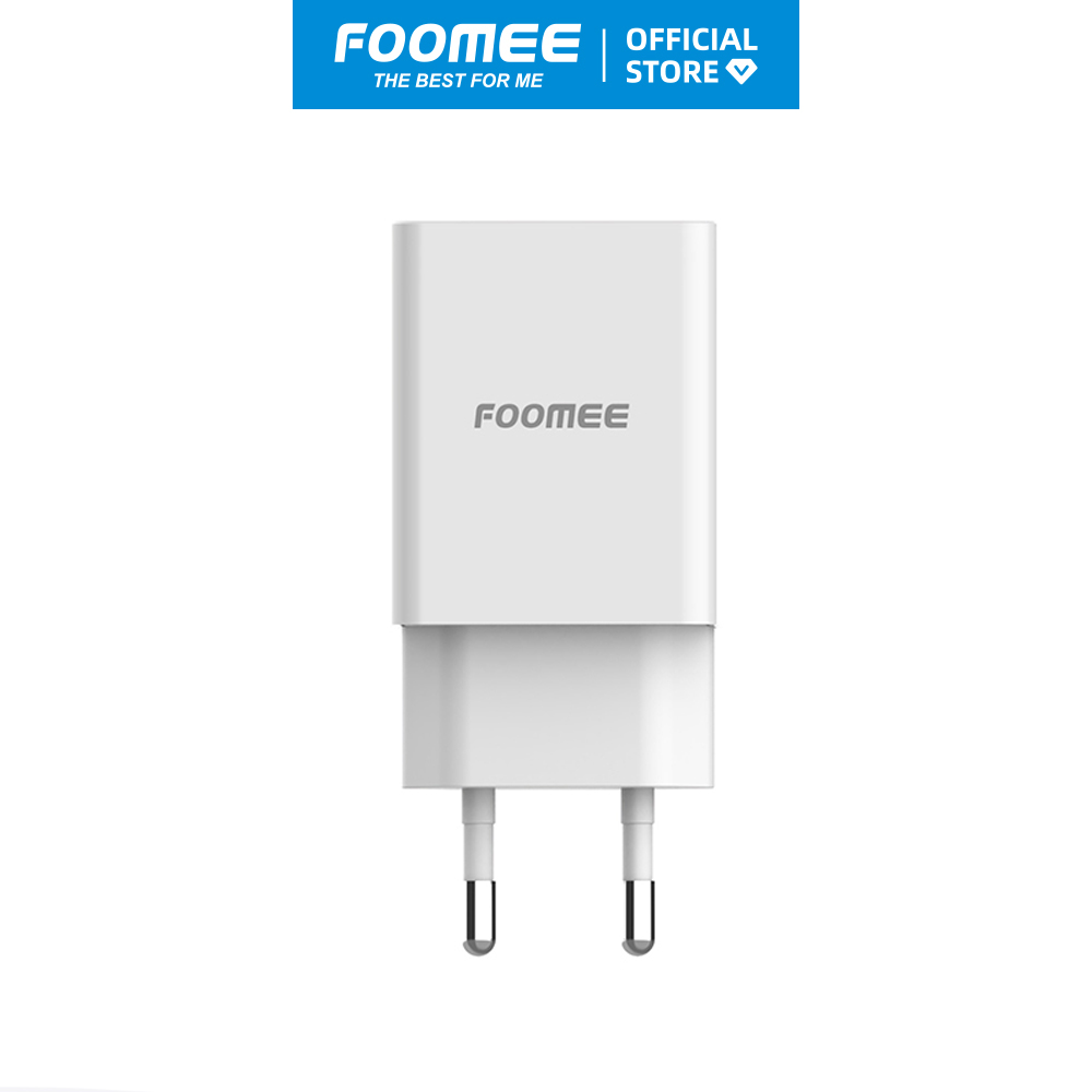 Củ sạc 2 cổng USB FOOMEE CC26 - Màu Trắng/Đen - Sạc An Toàn 2 Thiết Bị Cùng Lúc - Hàng chính hãng