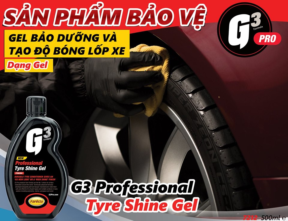 Gel bảo dưỡng và tạo độ bóng lốp xe Ô tô, xe máy G3 Pro Tyre Shine Gel